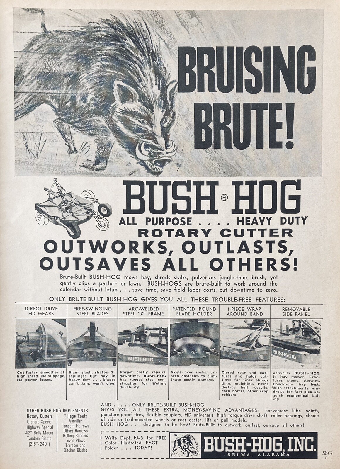1964 AD(XH5)~BUSH-HOG, INC. SELMA, AL. BUSH HOG ROTARY CUTTER