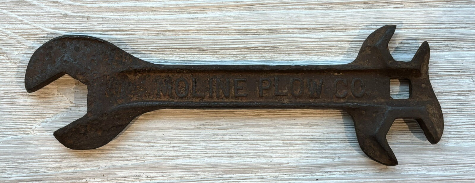 Old Farm Barn Find Vintage Hand Tool Moline Plow CO. Embossed Advertising Wrench