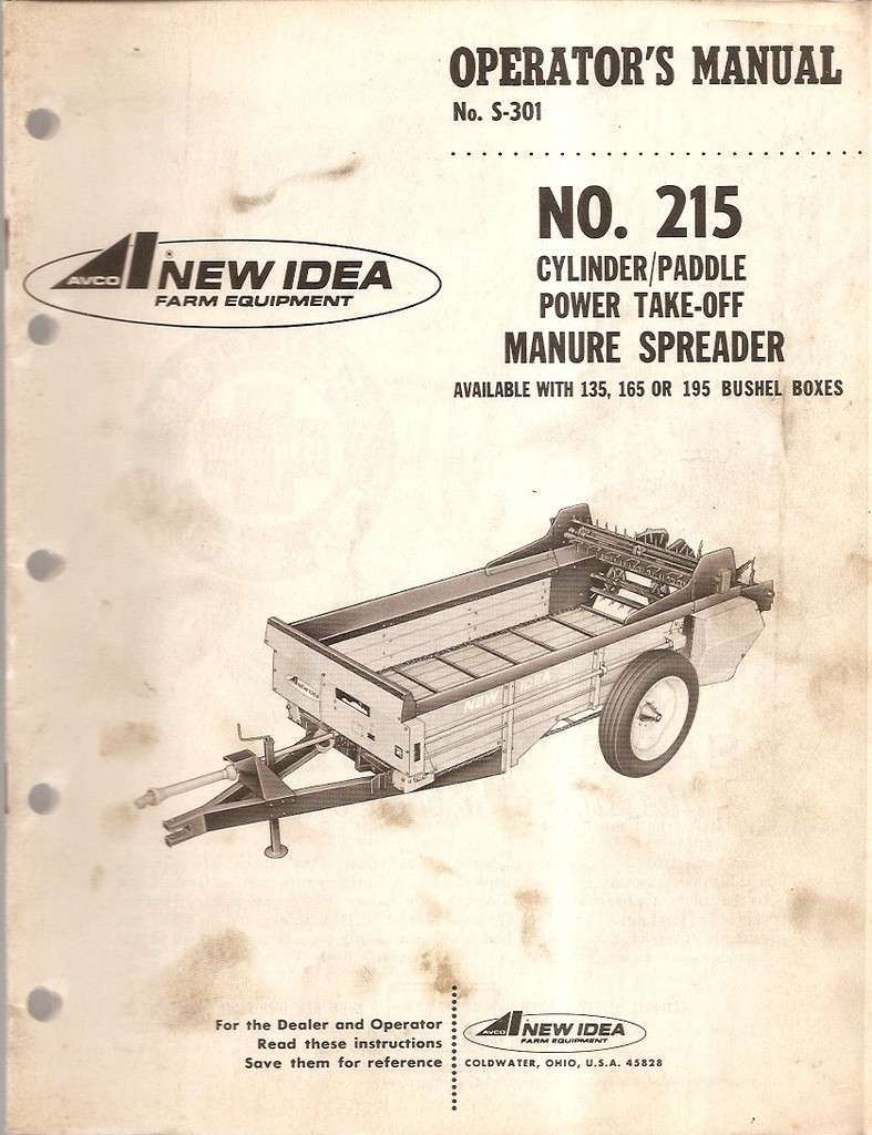 Farm Manual – Avco New Idea – 215 – PTO Manure Spreader – 1967 (FM77)