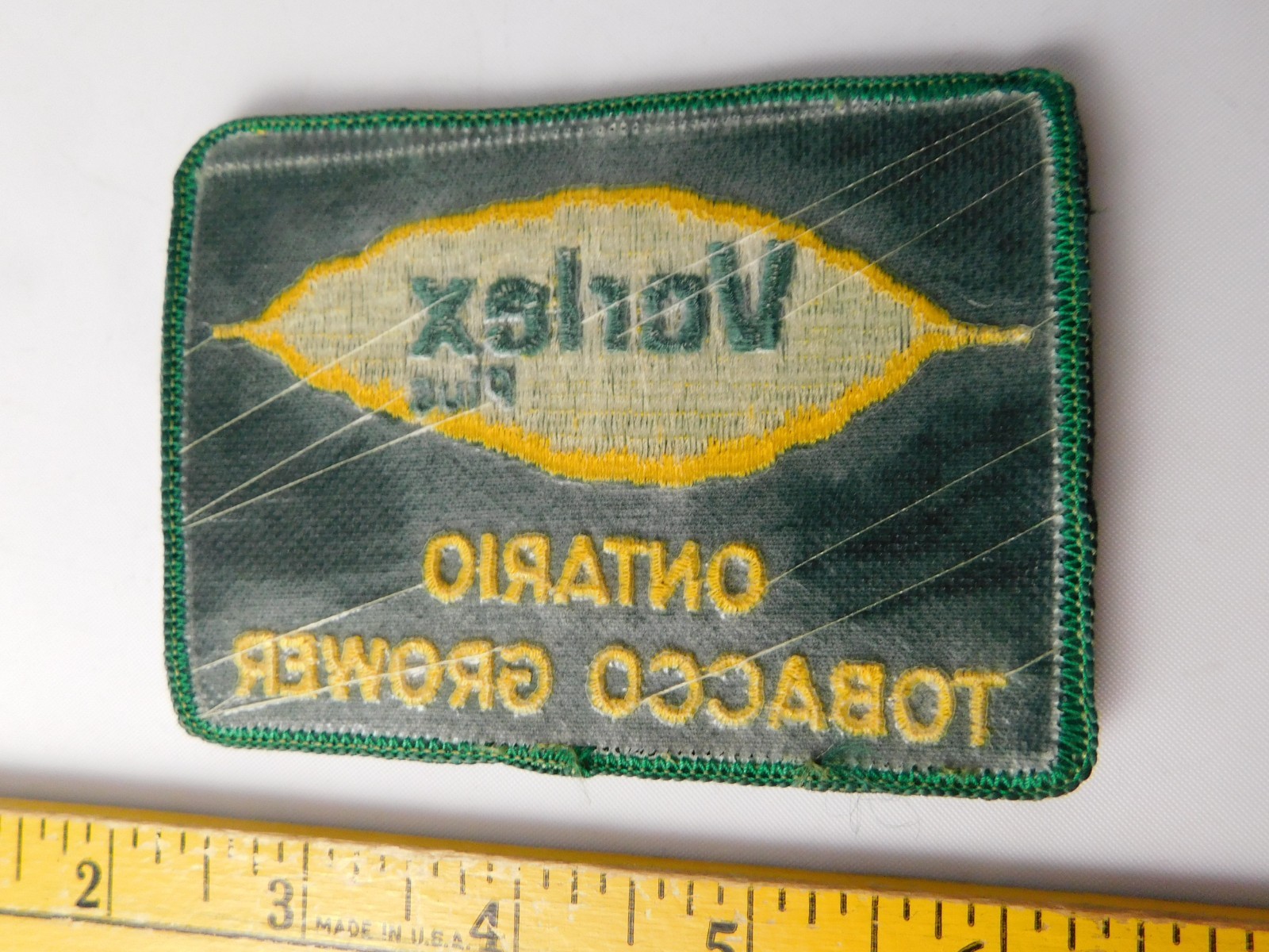 ONTARIO TOBACCO GROWER VORLEX VINTAGE PATCH FARM HAT BADGE ADVERTISING