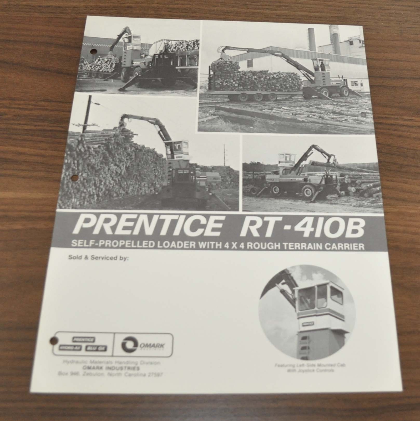 Prentice RT-410B Logging Truck Hydraulic Crane Specifications Brochure Prospekt