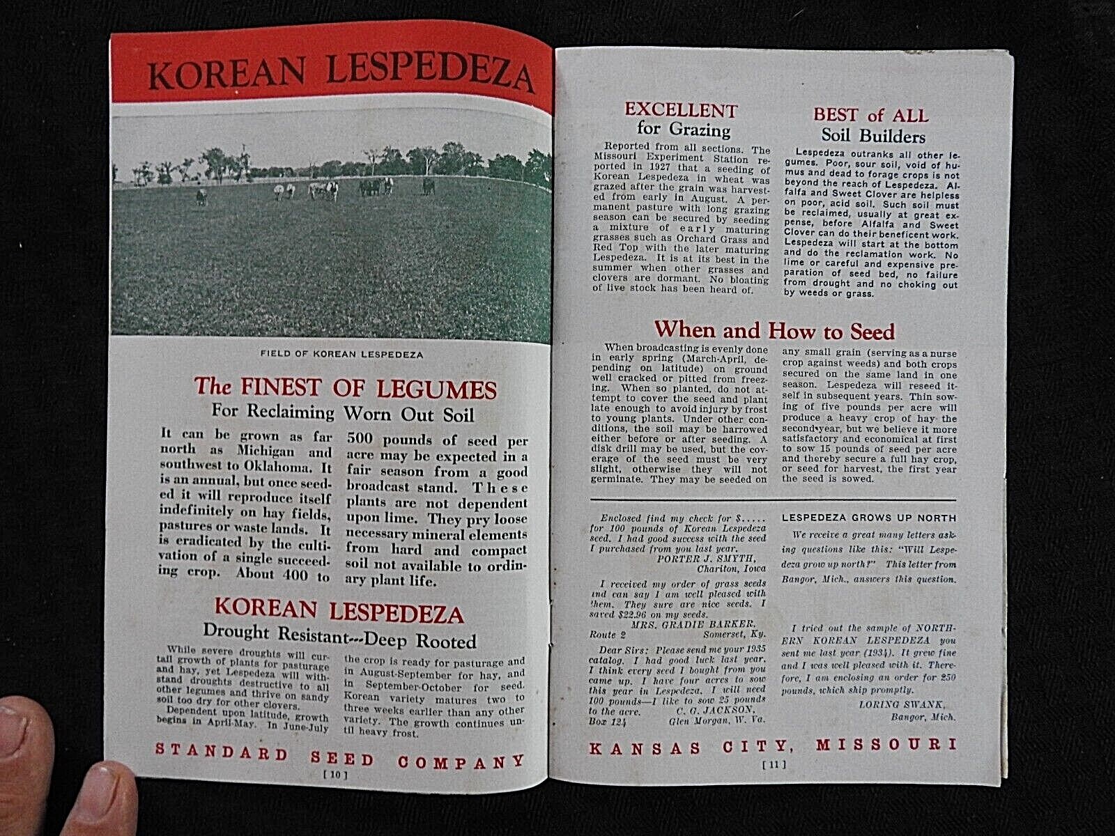 c.1920 « Standard Farm Seeds » Kansas City MO Soy Beans Field Corn Alfalfa Catalog