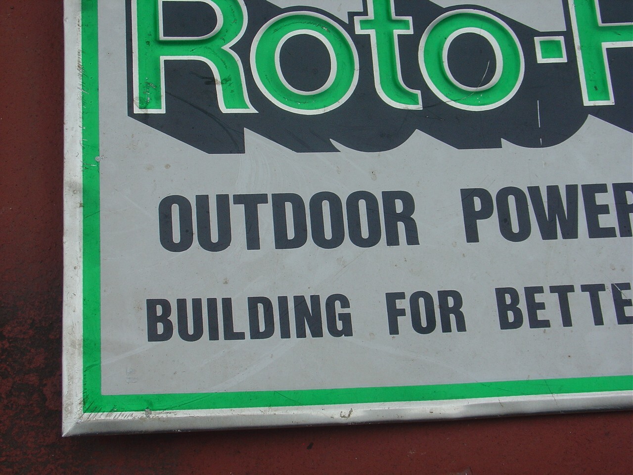 Vintage Roto-Hoe Outdoor Power Equipment Dealer Embossed Sign