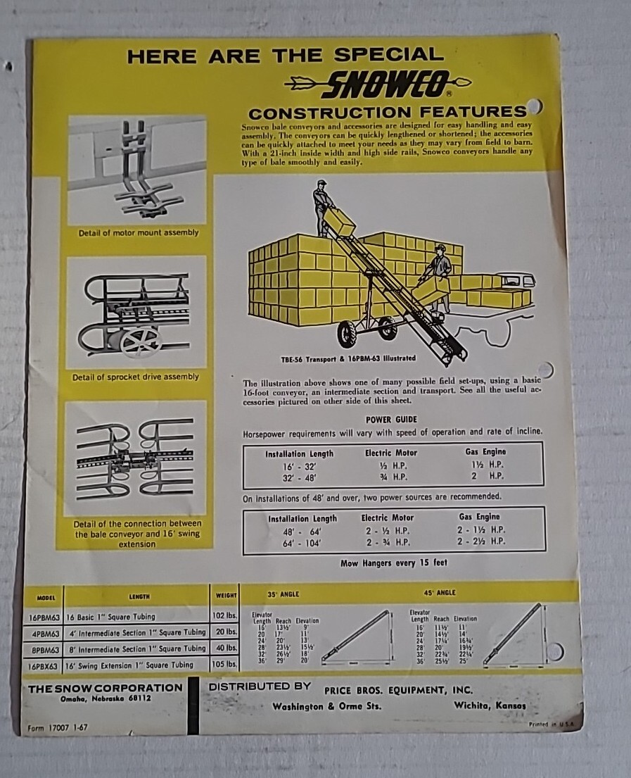 Snowco Square Tubing Bale Conveyor Brochure