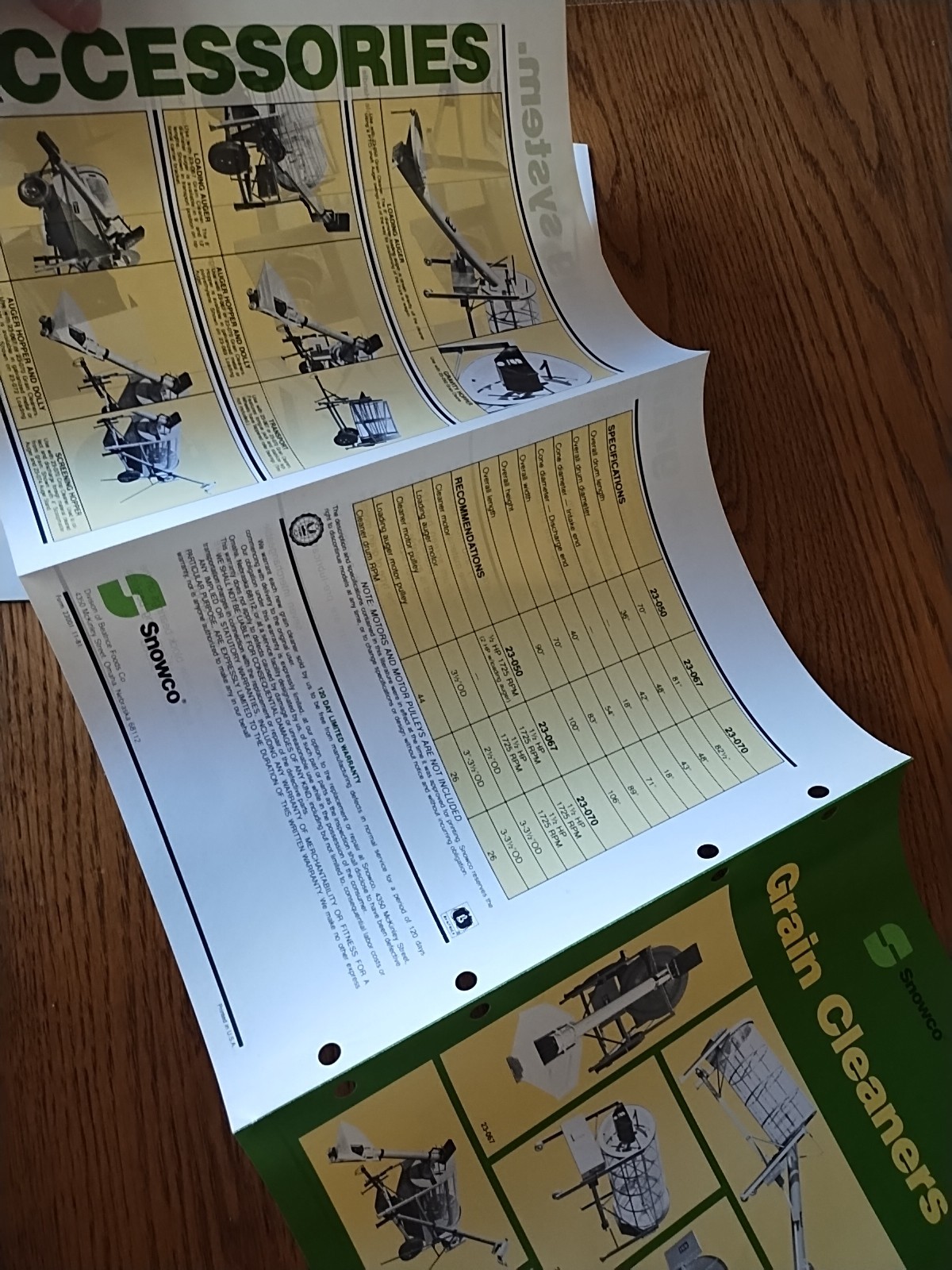 3 Vtg Snowco Grain Bin Unloading Equip Cleaners Center Drive Augers Brochures
