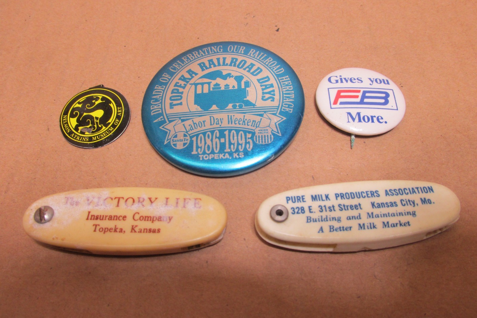 VINTAGE ADVERTISING: MUSEUM, FARM BUREAU, MILK PRODUCERS, INSURANCE, TRAINS