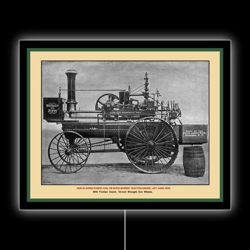 1893 Buffalo Pitts Steam Traction Engine NEW LED Hanging Lighted Sign: 18×23&Prime;