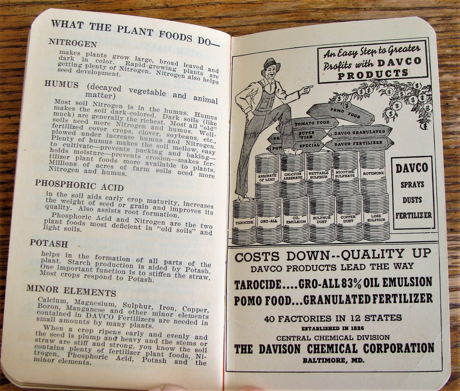 Vtg Davco Fertilizer Insecticides Pocket Memo Book Davison Chemical Baltimore MD