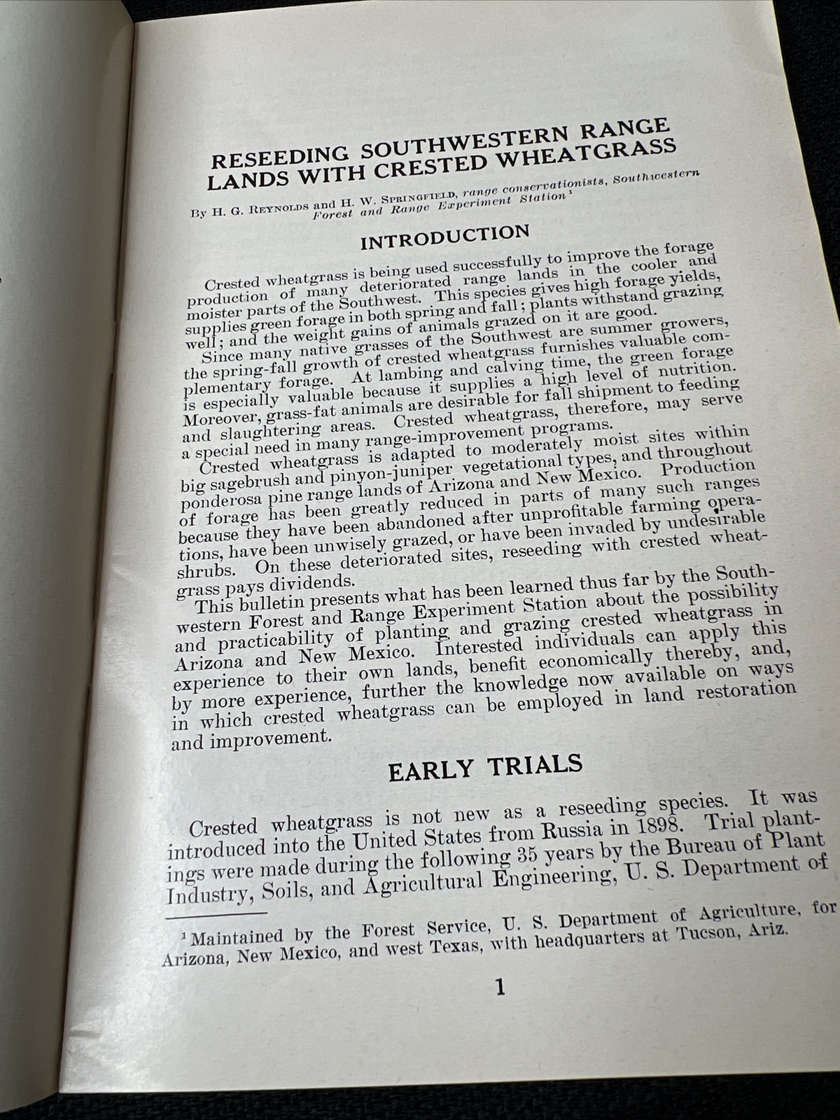 1923 US Department of Agriculture Farmers’ Bulletin No 2056 Reseeding Wheatgrass