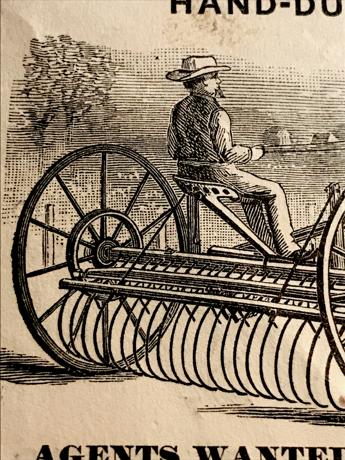 1886 Williams Bros. Horse Rake Farm Engraving Advertising – Ithaca – New York