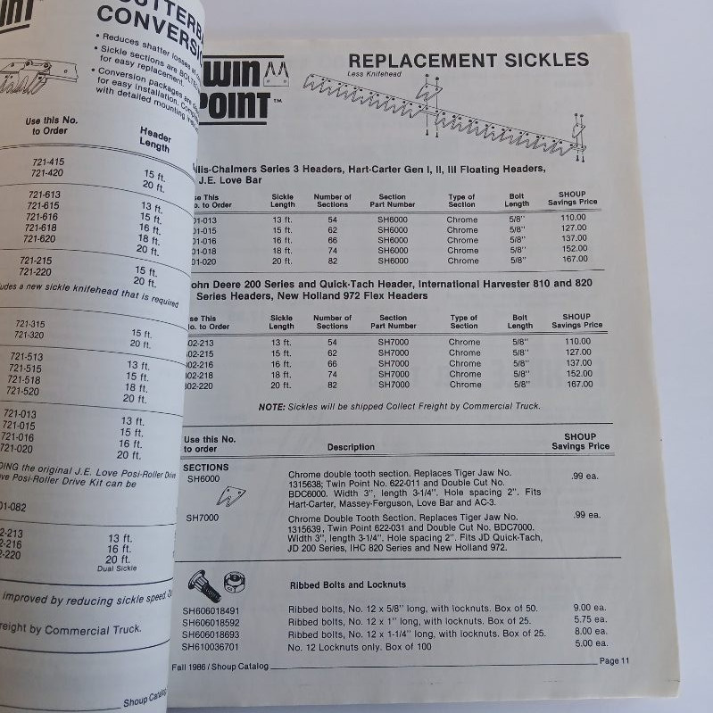 Shoup Manufacturing Company Fall 1986 Catalog Tractor Parts Kankakee IL. Farming