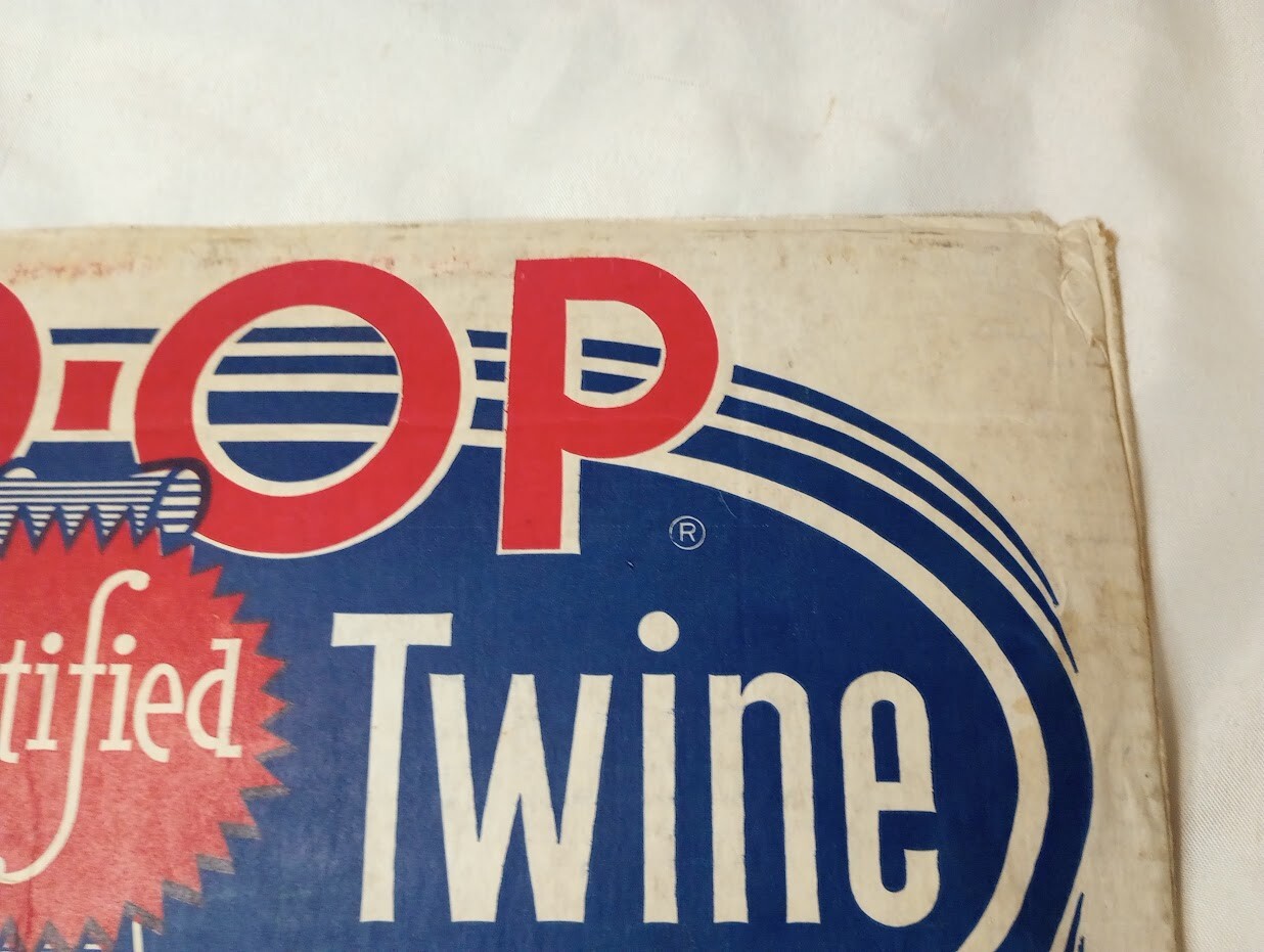 —Co-Op Baler Twine cardboard box panel Albert Lea MN farm décor advertising