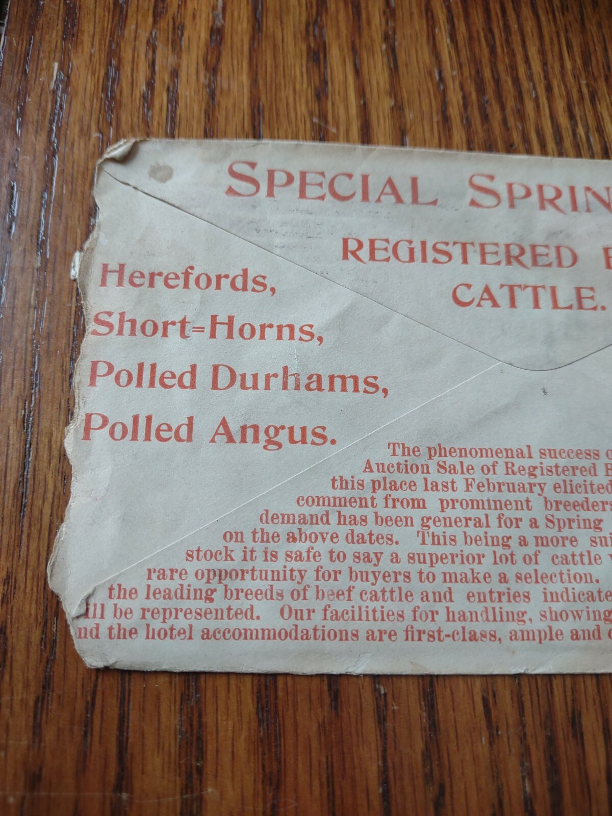 Vintage Envelope From 1901 Indianapolis Combination Cattle Sale Company
