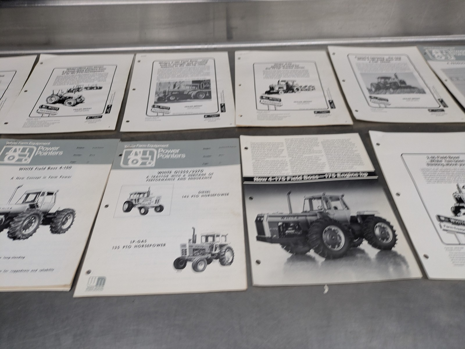 Lot Of 12 White Tractors Implements Dealership Sales Brochures Information