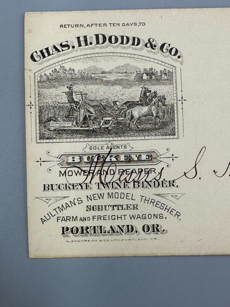 1886 BUCKEYE MOWER Dodd Advertising FARM Illustrated Postal Cover PORTLAND OR