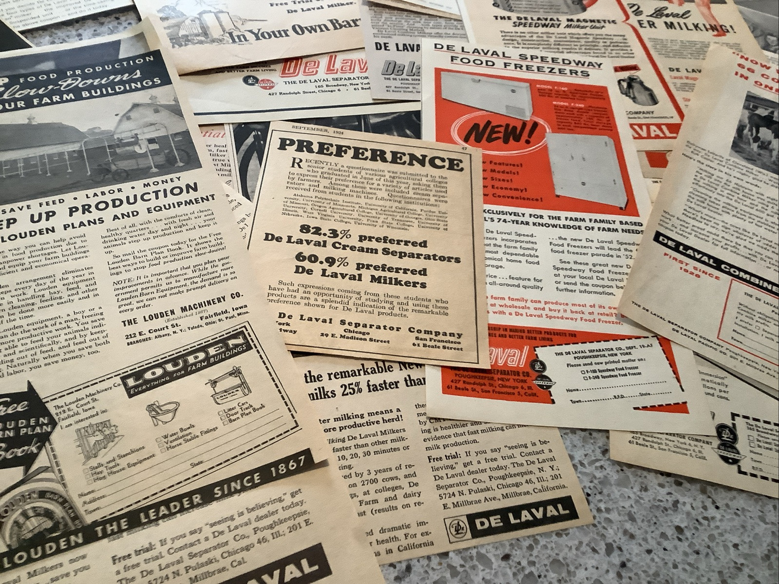 Lot Of 50+ De Laval Products Print Farm Magazine Ads 1920-1960s Milkers Vintage