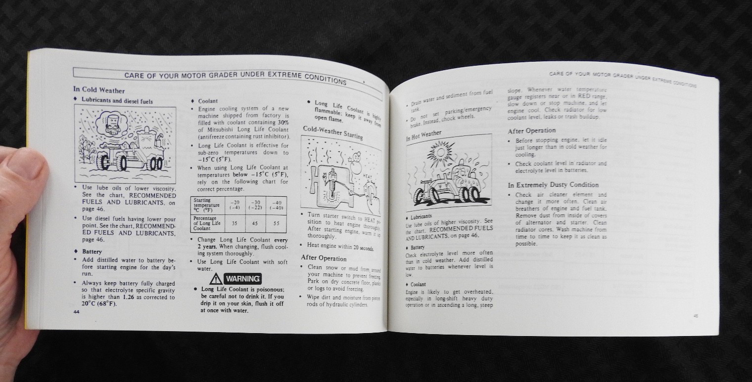 1980&rsquo;s Mitsubishi MG100 MG150 Motor Grader Owners Operators Maintenance Manual