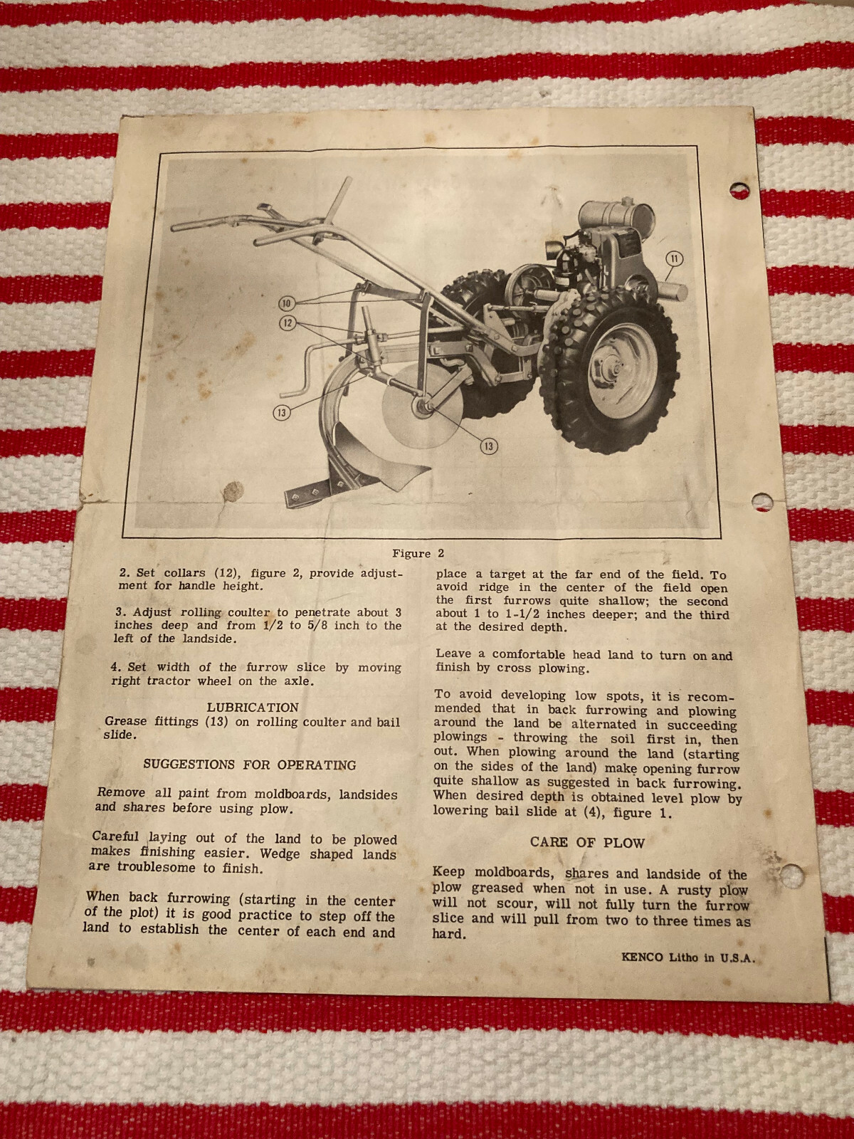 Montgomery Ward 8-INCH PLOW WS-5307 Instructions 87-5307 Parts List 4p Manual