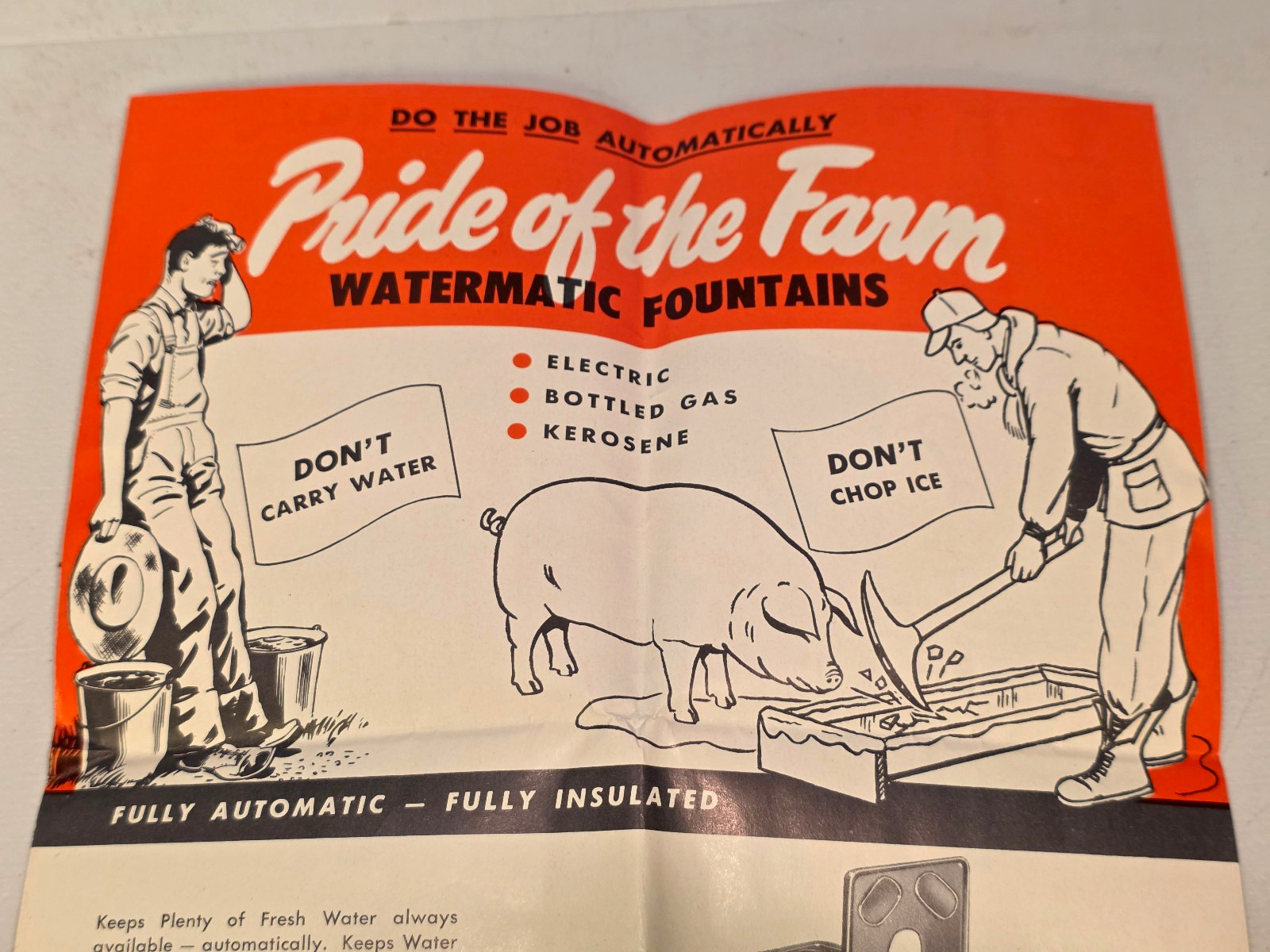 1950s Pride of the Farm Hog Livestock Automatic Water Feeder Brochure