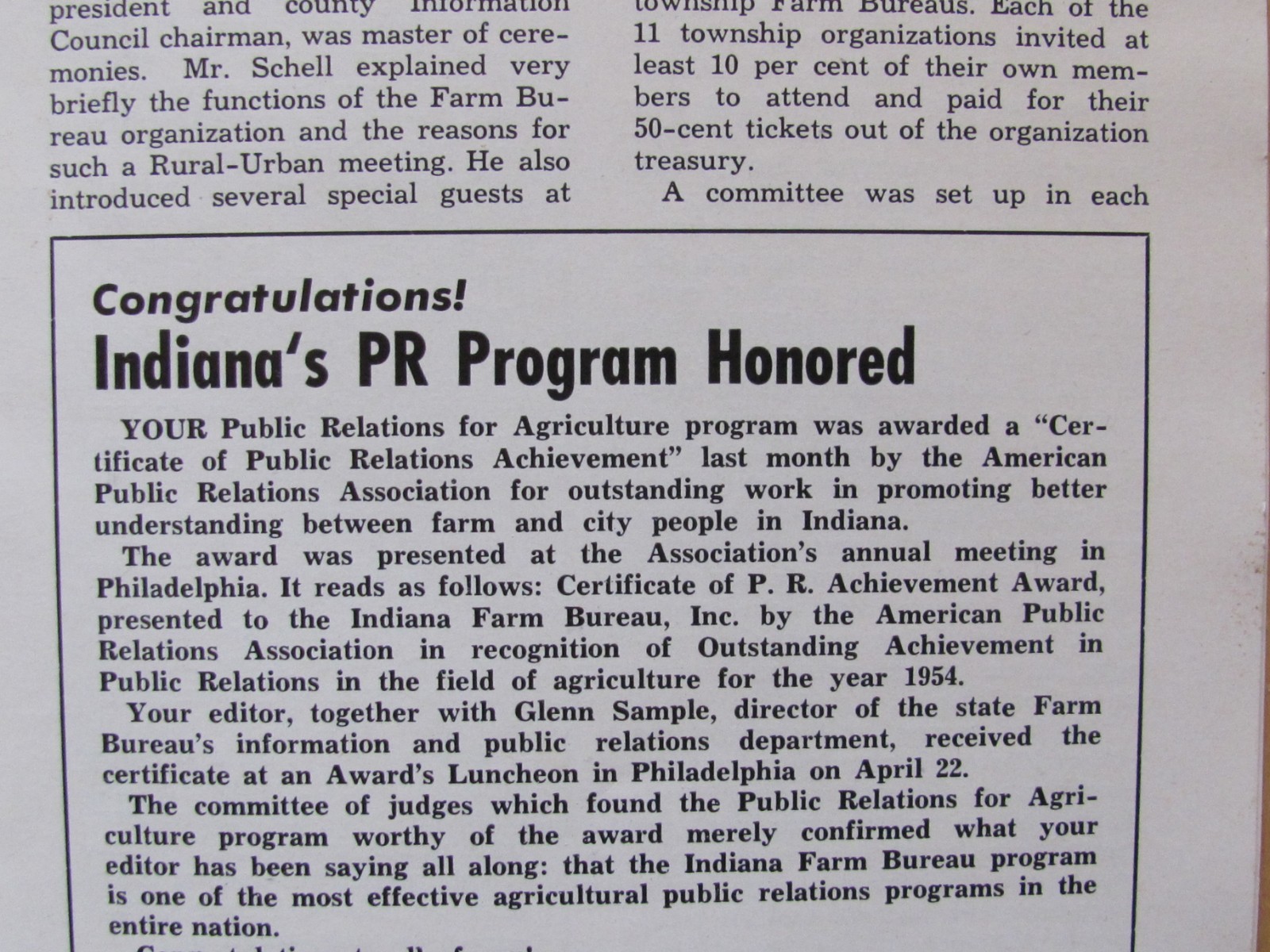 1955 BOOKLET INDIANA FARM BUREAU PUBLIC RELATIONS FOR AGRICULTURE