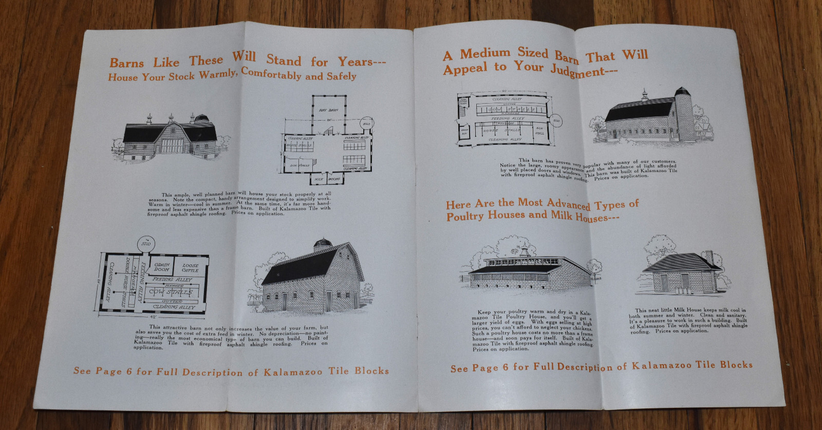 Vintage 1920s Kalamazoo Glazed Block Farm Building Sales Brochure Pamphlet