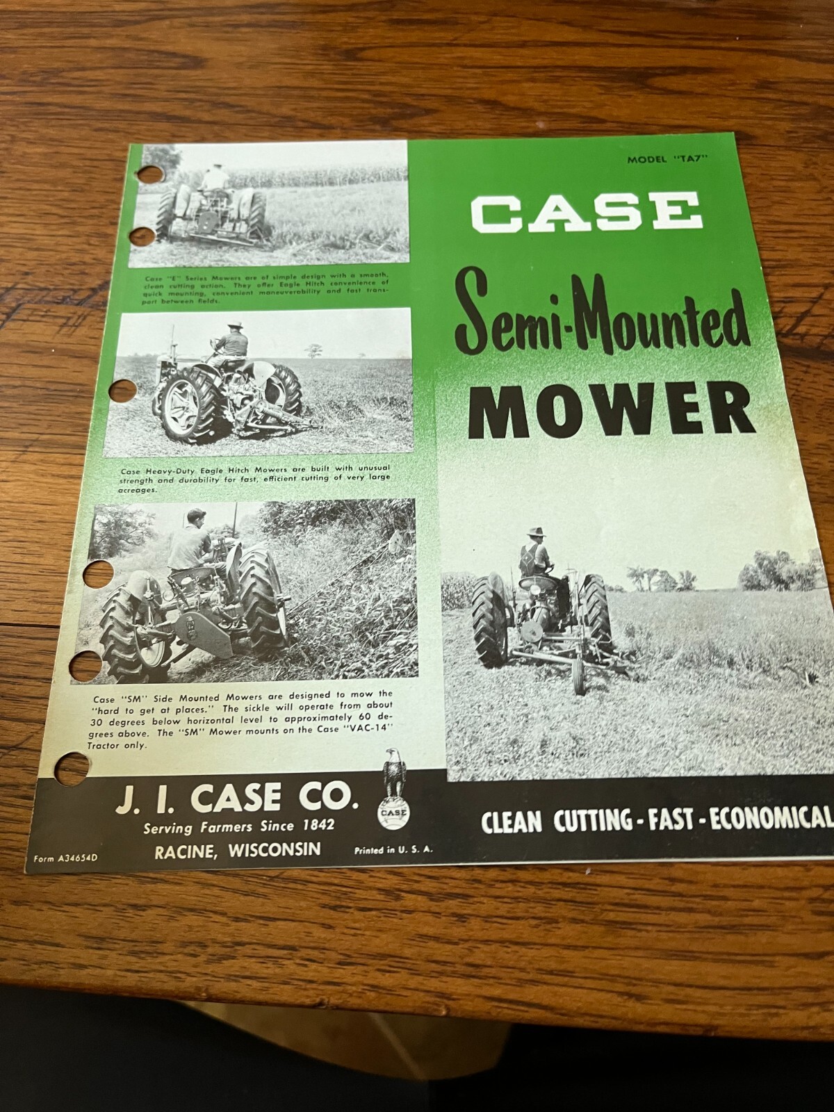 Case Tractor Semi Mounted Mowers For 1954 Brochure FCCA