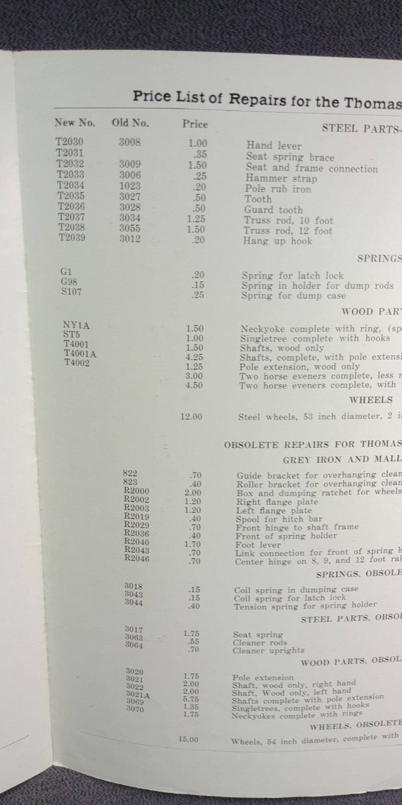1910s Ohio Cultivator Co Thomas Alfalfa Rake Price List Repairs Brochure Antique