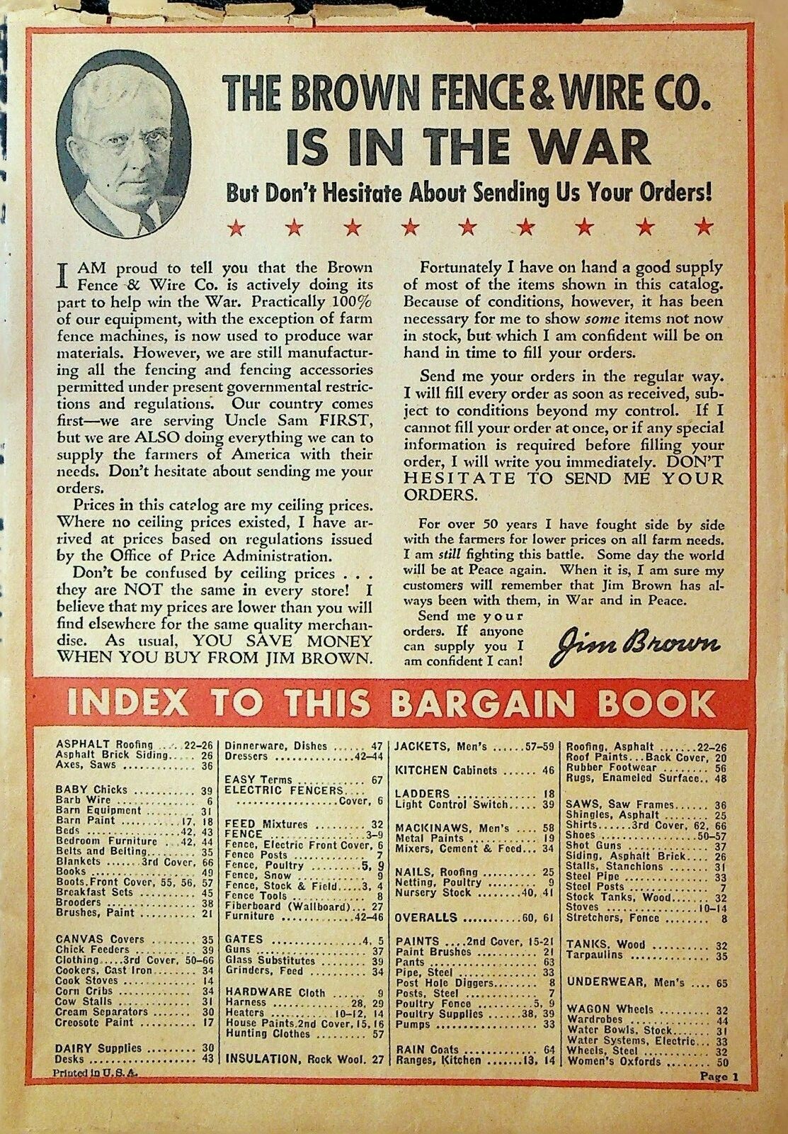 Jim Brown&rsquo;s Bargain Catalog Fall Winter 1942 Fence Wire Paints Clothes