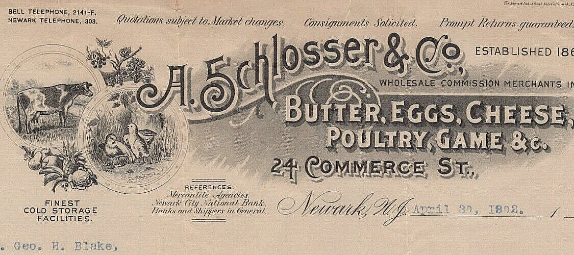 Poultry Game Butter Eggs Cheese Paper Invoice Engraved Antique Letterhead A11U