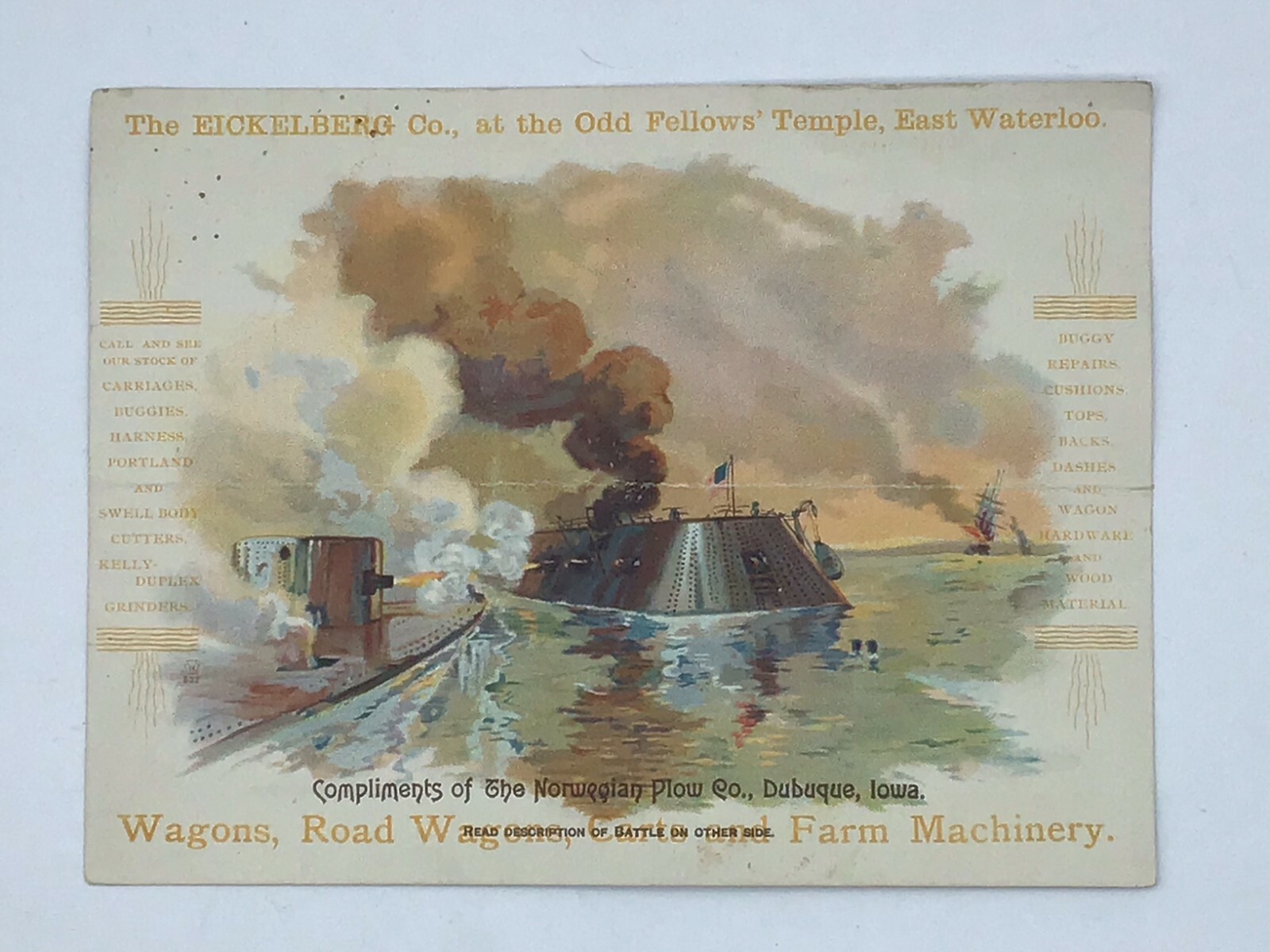 Antique Trade Cards-Norwegian Plow Co Dubuque Iowa/Adriance Platt Co N.Y.