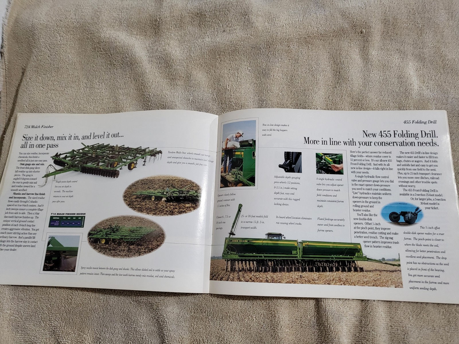 1992 Vtg John Deere Ag BROCHURE Farming NO TILL Drill Rotary Hoe Disc MaxEmerge2