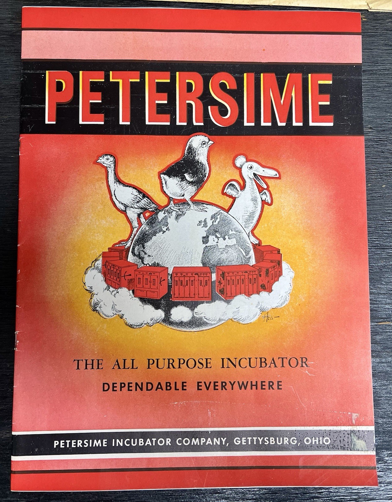 VINTAGE 1946 PETERSIME INCUBATOR SALES PRICE BROCHURE ENVELOPE GETTYSBURG OHIO