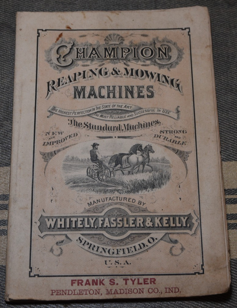 1878 CHAMPION Reaping Mowing MACHINES Farming Implements CATALOGUE Original