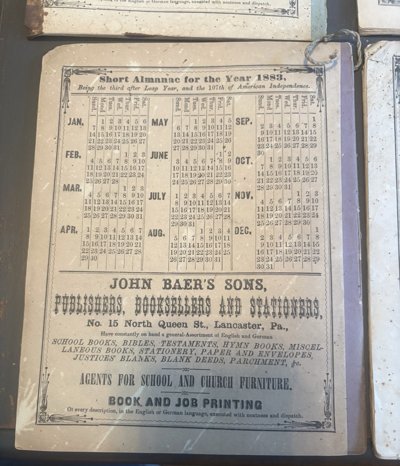 Lot Of 4 John Baer&rsquo;s Agricultural Almanac Lancaster, PA Antique 1880’s