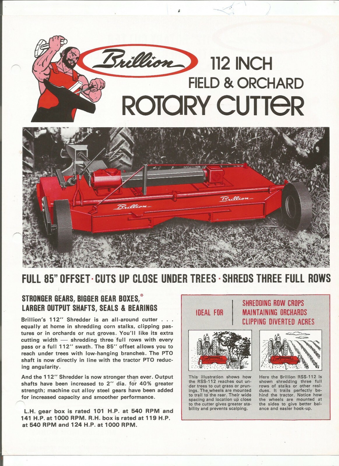 Brillion 112&Prime; Field and Orchard RSS112 RSSC112 Rotary Cutter Brochure Form 74-E