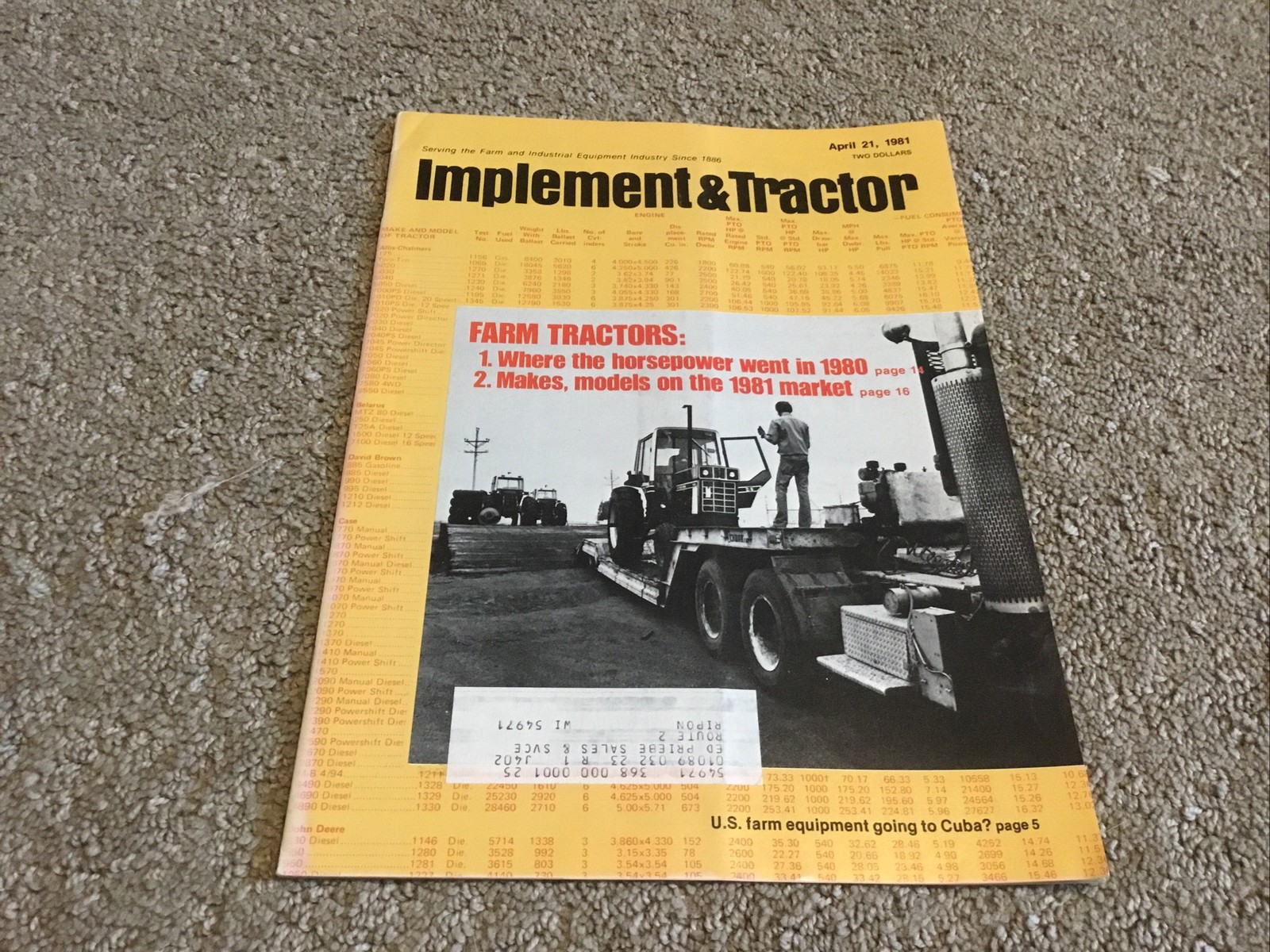 Implement & Tractor Magazine April 21, 1981 Farming Agriculture Vintage Ads J