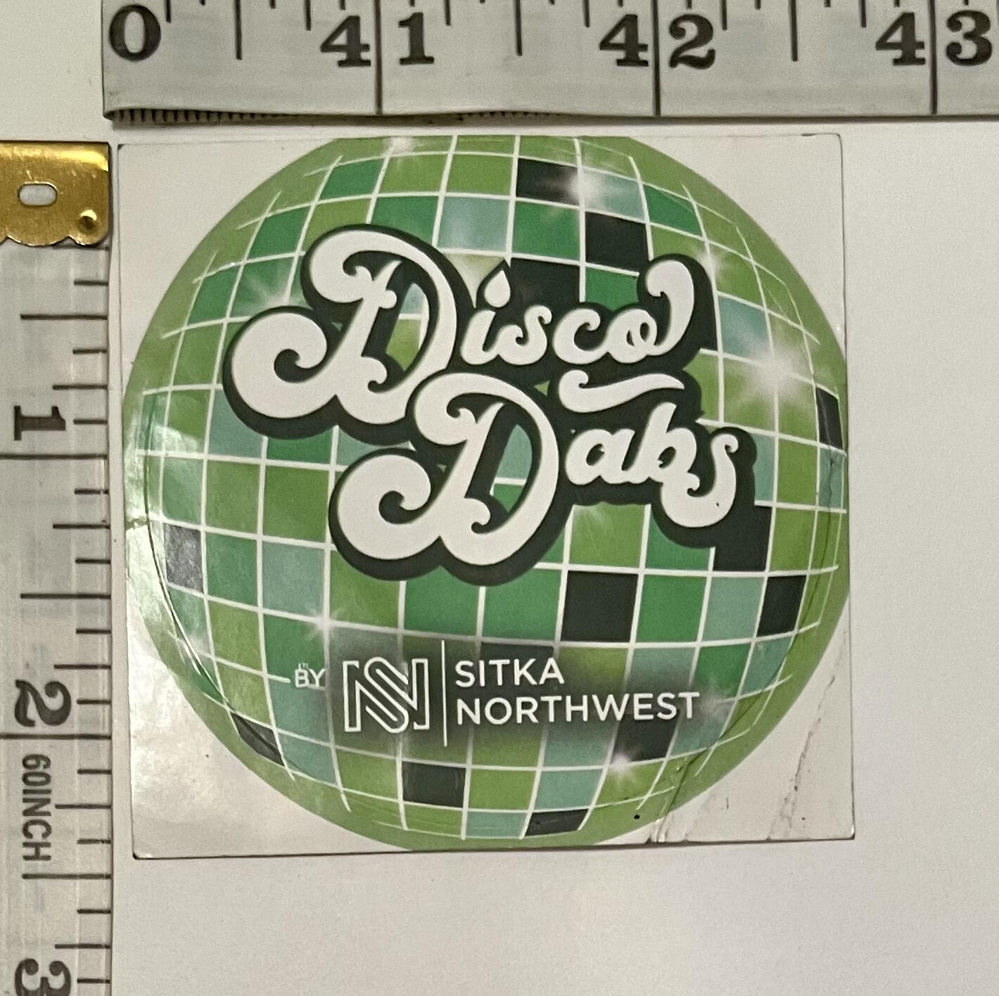 Disco Dabs 2.5&Prime; ROUND GLOSSY PAPER STICKER; OREGON, USA CANNABIS CONCENTRATE AD