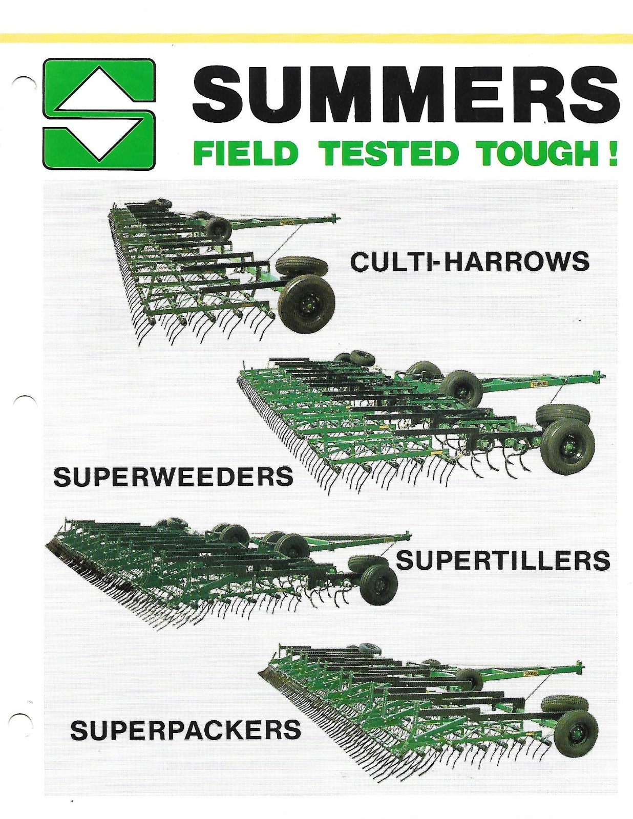 Farm Implement Brochure – Summers – Product Line Overview – 1988 (F9505)