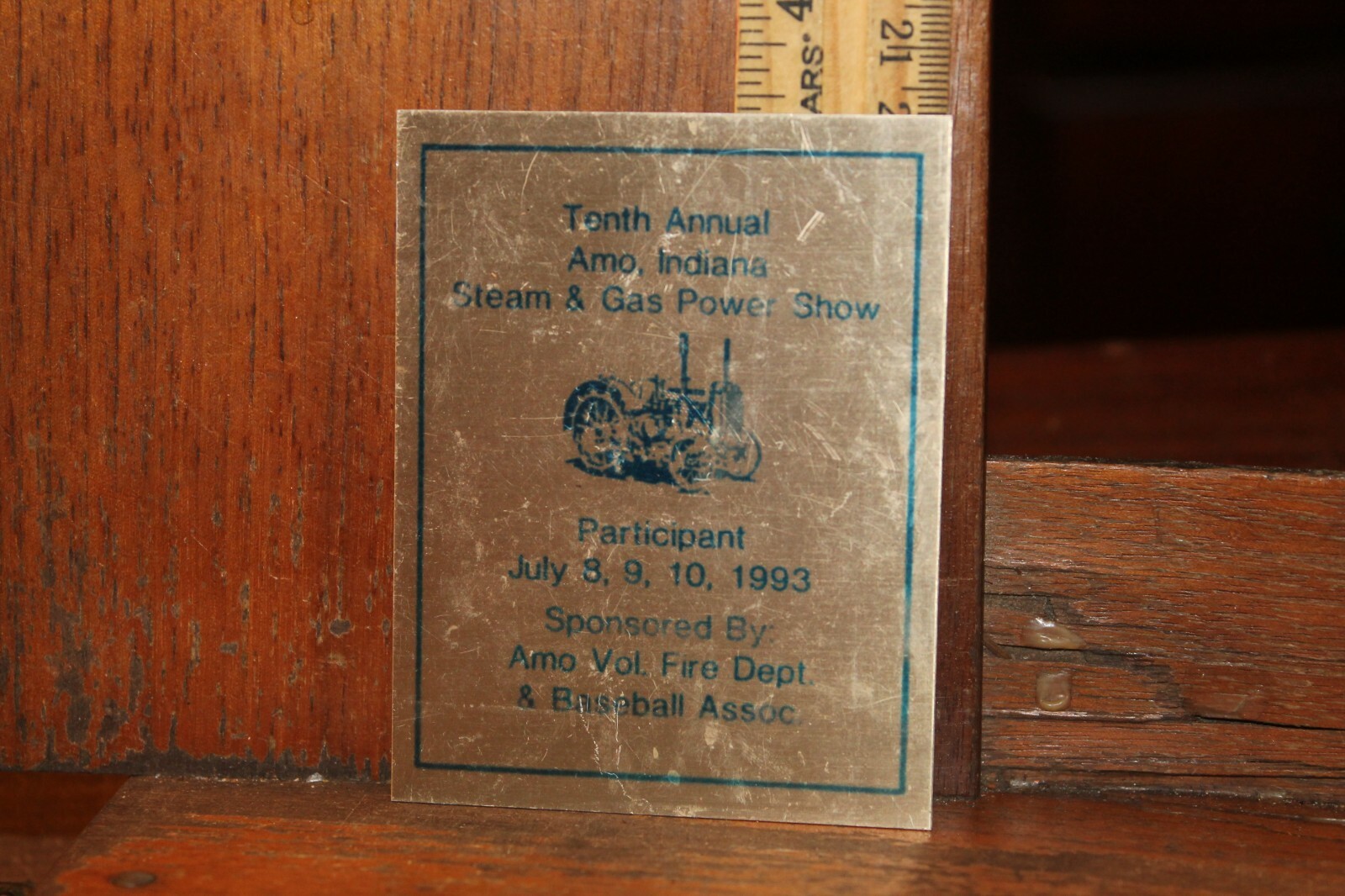 Vintage Brass Plate 1993 Amo Indiana Steam and Gas power Show