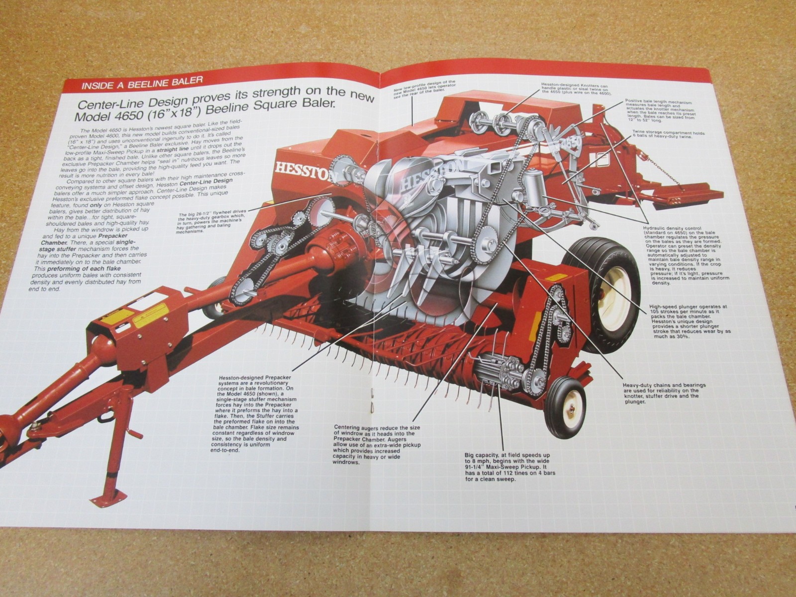 1985 HESSTON Beeline Square Baler sales brochure 8pg ORIGINAL farm hay equipment