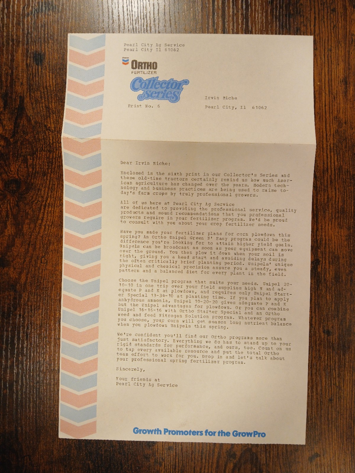 Vintage 1981 Ortho Fertilizer Tractor Print Lot with Original Dealer Letter