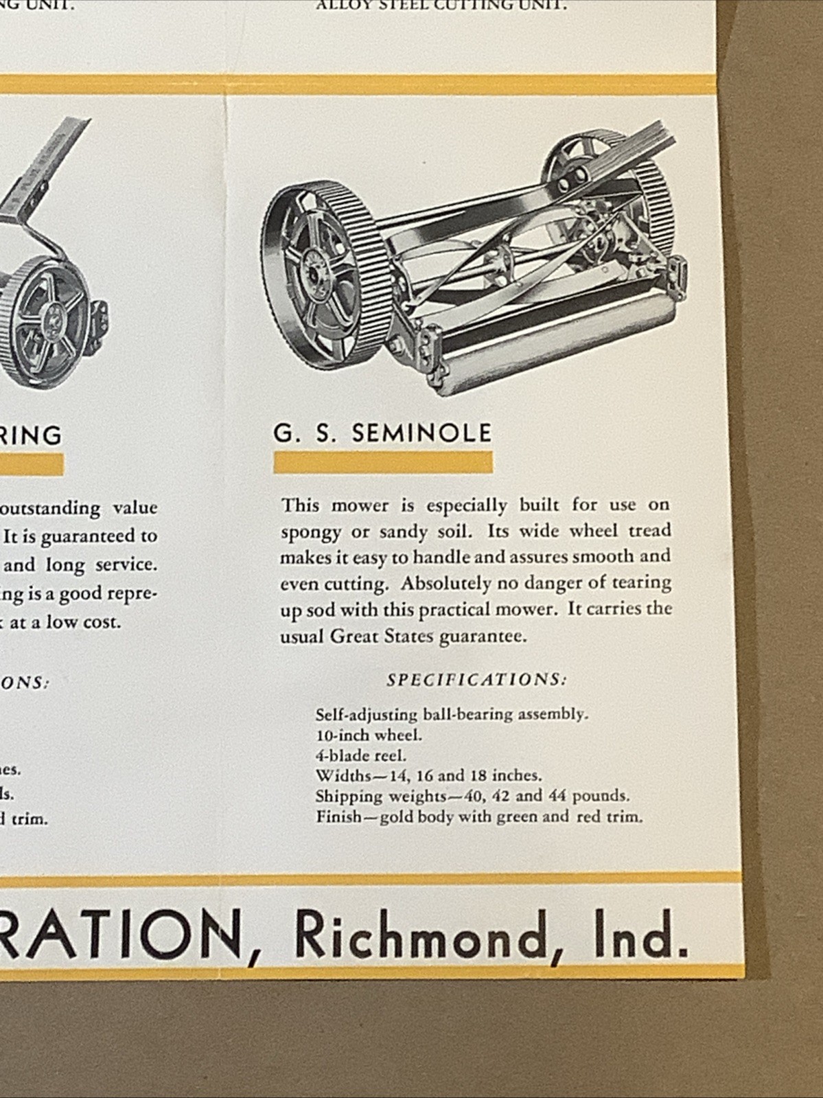 Vintage 1932 Great States Lawnmowers Brochure Great States Corp IN INV-P0959￼