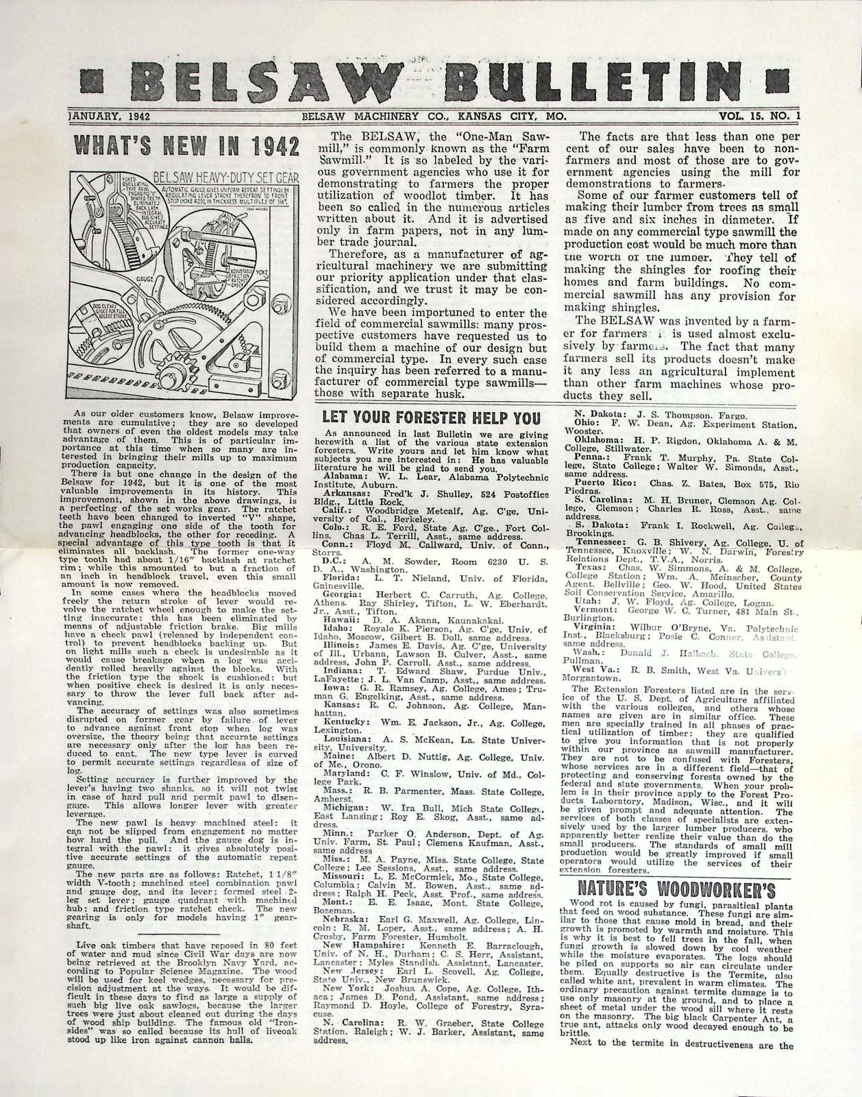 1942 Belsaw Bulletin Farm Sawmill Machinery Newsletter Woodworking Tools