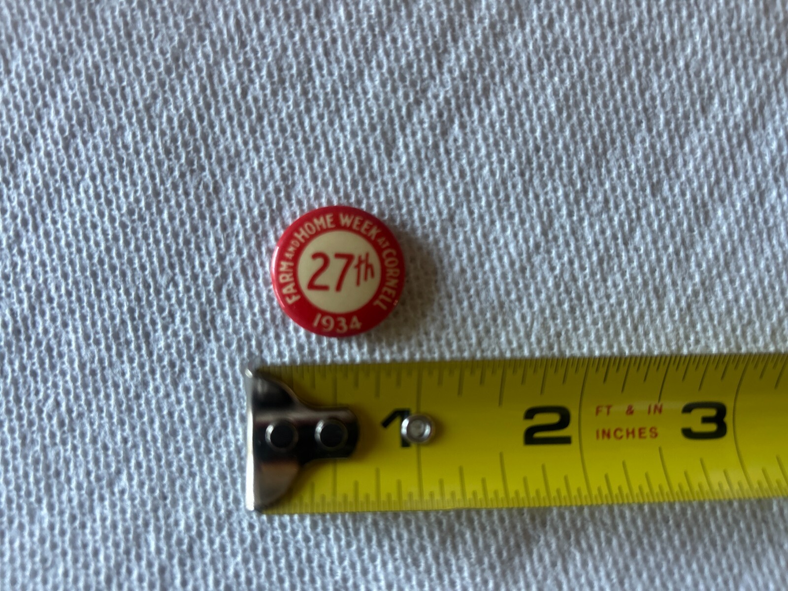Very Rare Vintage 1934 27th Farm & Home Week at Cornell pin back button 7/8&Prime;