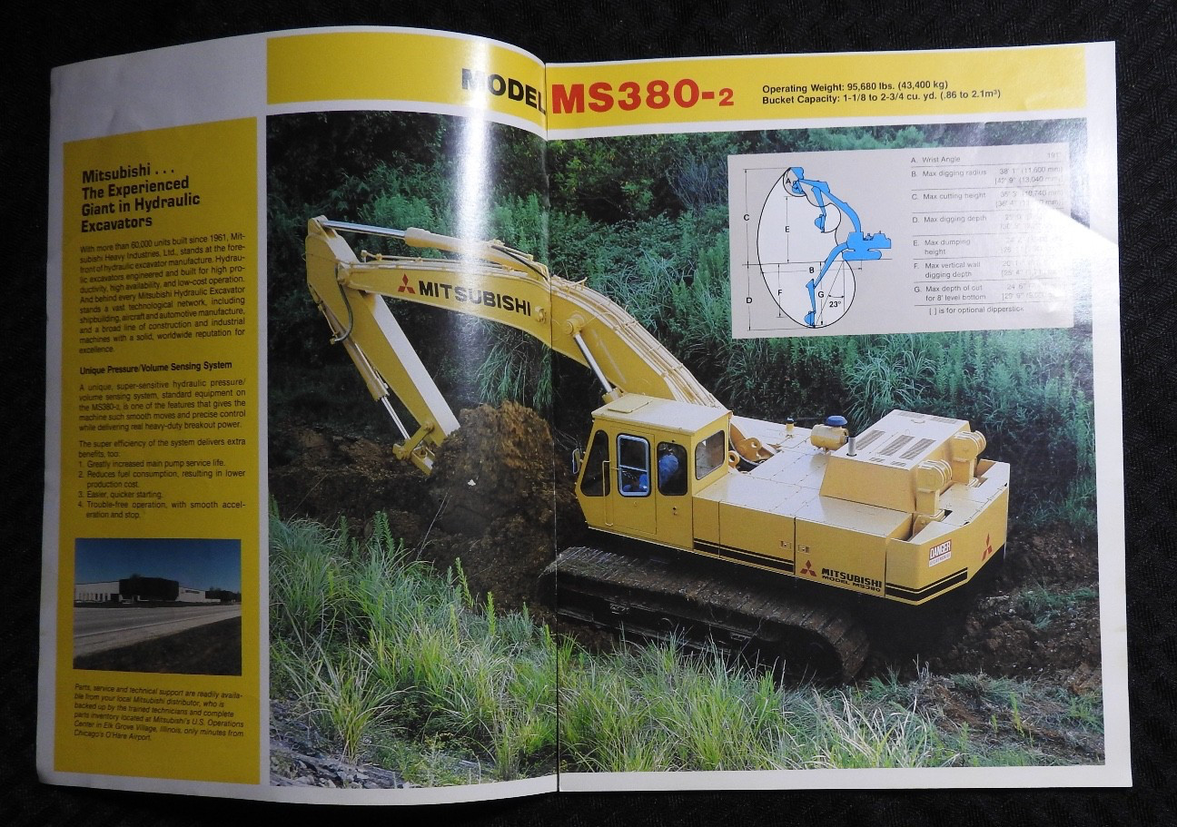 1983-84 Mitsubishi Excavator Sales Catalog Brochure MS 380-2 MINTY