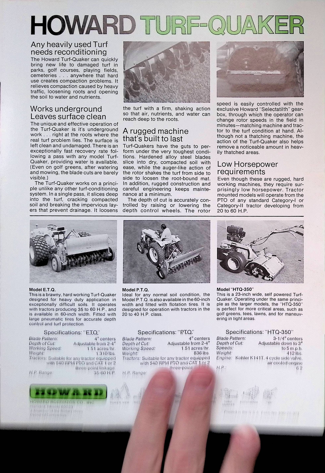 Vintage Farm Brochure Howard Turf-Quaker An Entirely New View of Turf Managemen