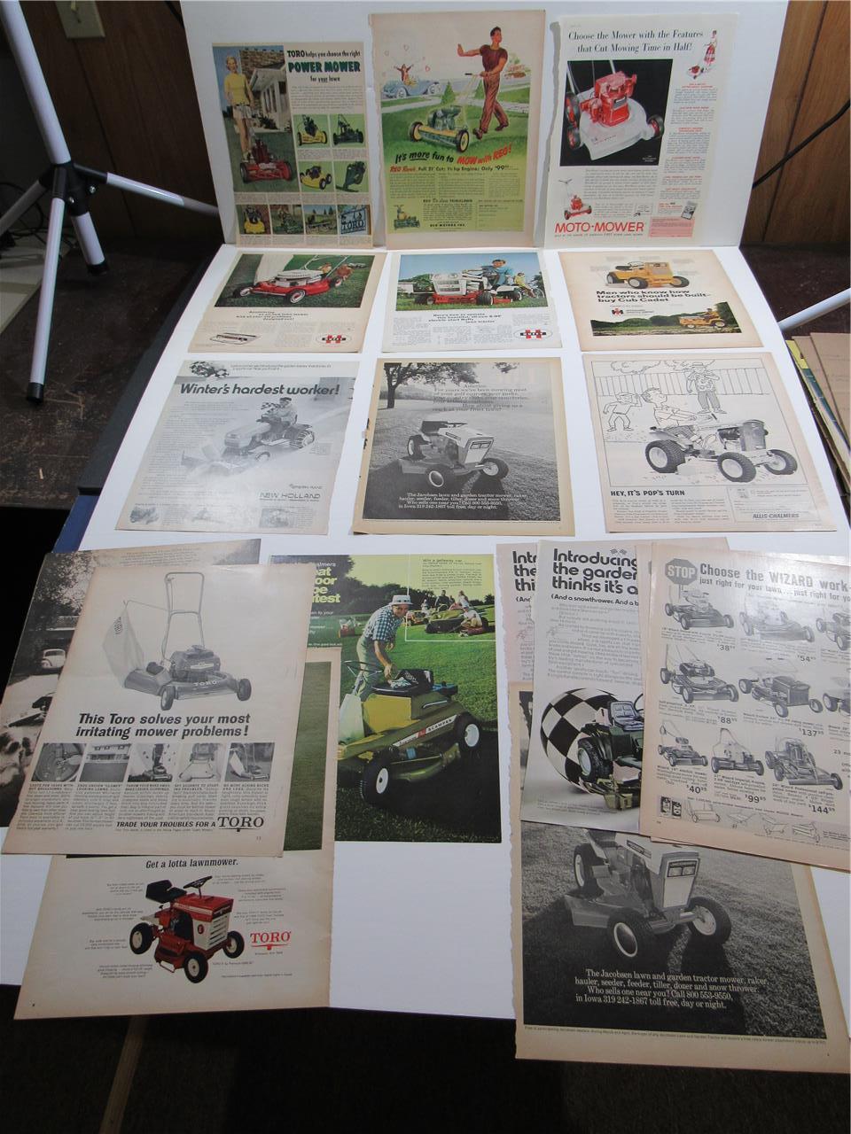 ORIGINAL VINTAGE ANTIQUE~ 1950s – 70s MIXED RIDE & PUSH LAWNMOWER ~ PRINT AD LOT