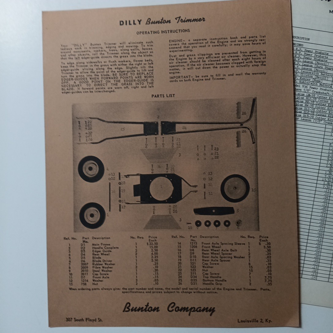 6 Bunton Lawn & Garden Tractors Brochure Redwing, Dilly, Duzmore Flyers Brochure