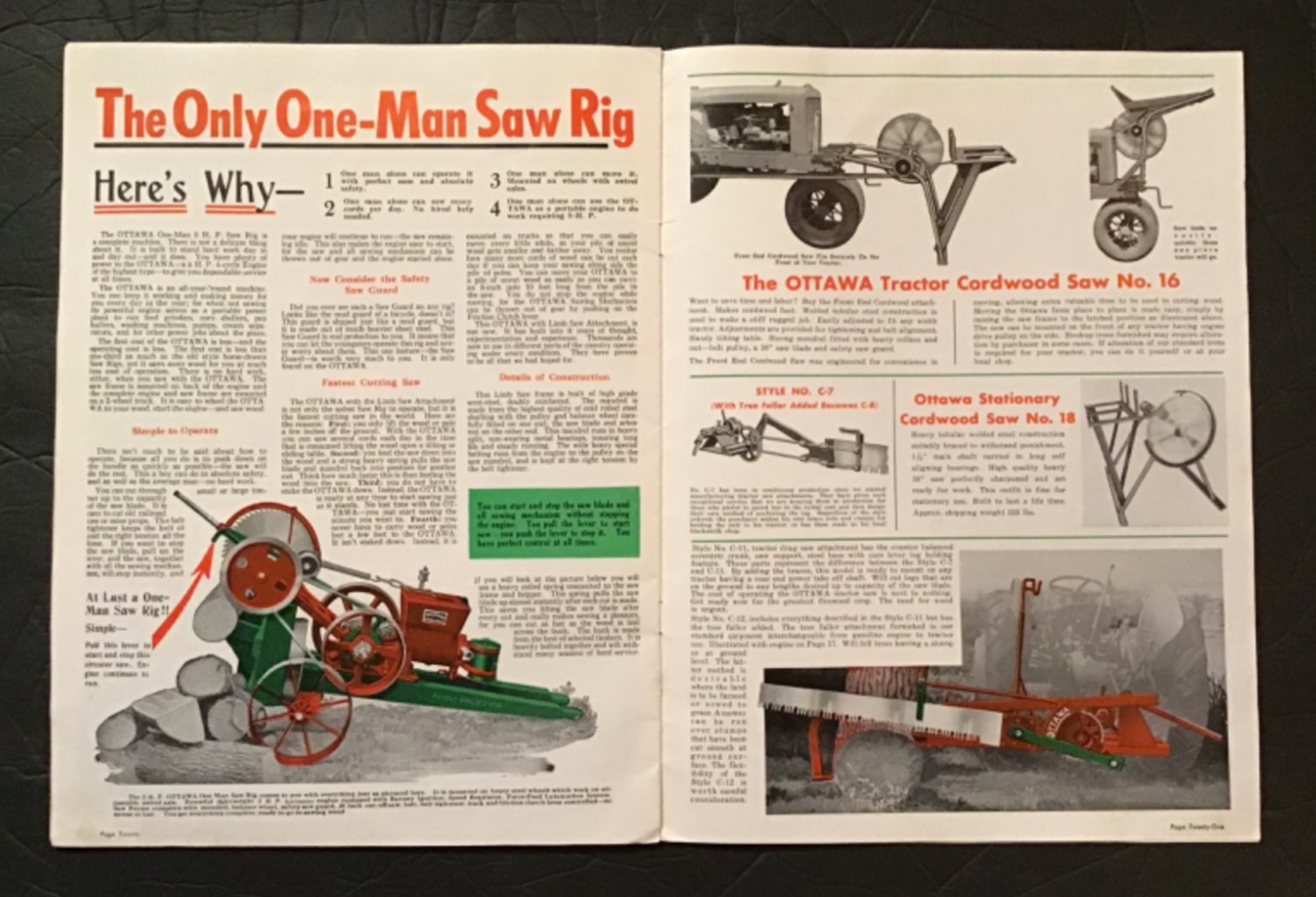 CIRCA 1920S OTTAWA SAW SALES CATALOG, OTTAWA, KANSAS