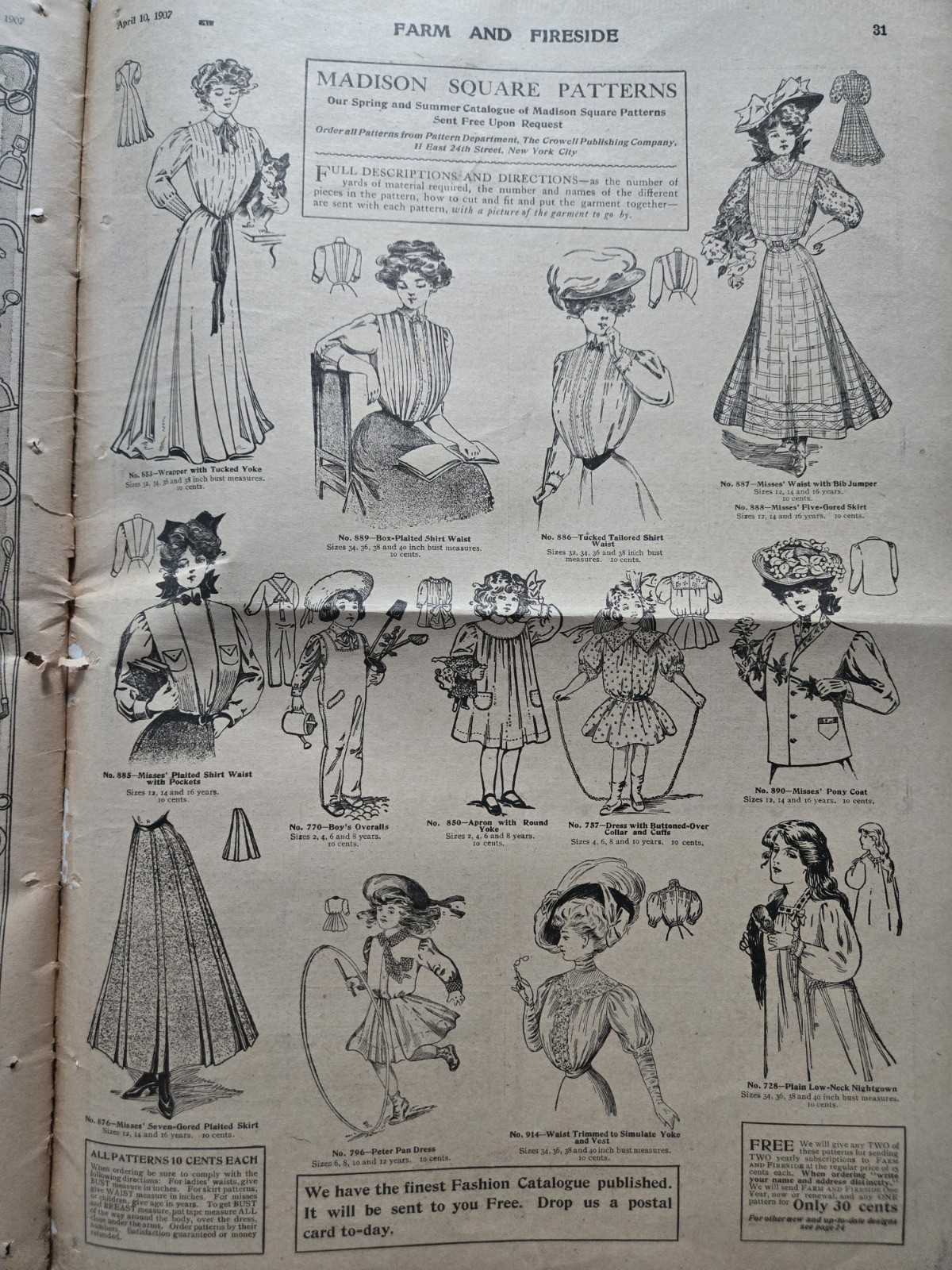 Farm & Fireside Newspaper April 10 1907 Articles Ads Fashion News Humor